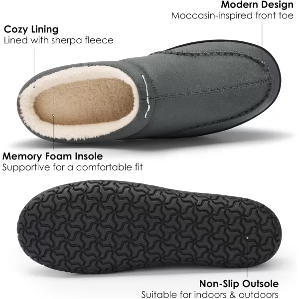 imageDREAM PAIRS Mens Fuzzy Memory Foam Slipon Moccasin Washable House Slippers Cozy Warm WoolLike Lining and AntiSkid Rubber Sole for Indoor and Outdoor WearDark Grey