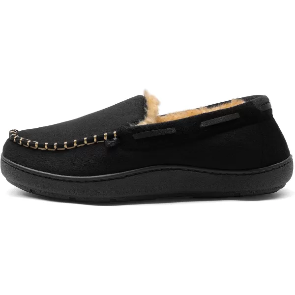 imageDREAM PAIRS Mens Fuzzy Microsuede Moccasin Slippers with Plush Lining House ShoesBlack
