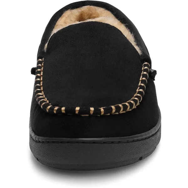 imageDREAM PAIRS Mens Fuzzy Microsuede Moccasin Slippers with Plush Lining House ShoesBlack