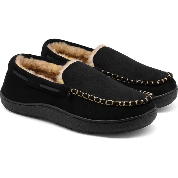 imageDREAM PAIRS Mens Fuzzy Microsuede Moccasin Slippers with Plush Lining House ShoesBlack