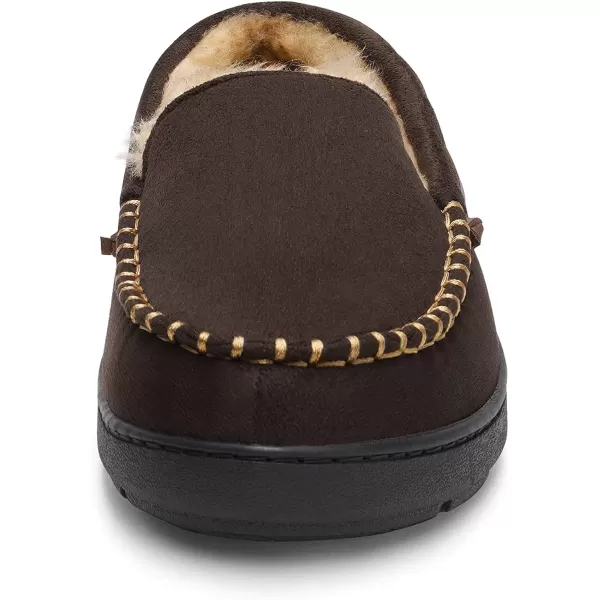imageDREAM PAIRS Mens Fuzzy Microsuede Moccasin Slippers with Plush Lining House ShoesCoffee
