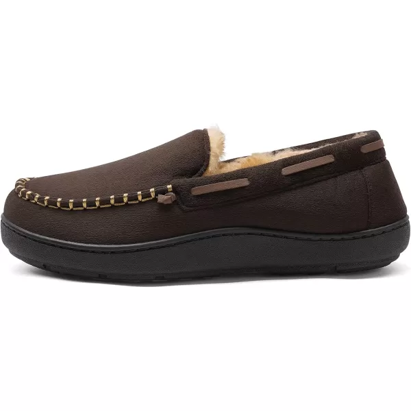 imageDREAM PAIRS Mens Fuzzy Microsuede Moccasin Slippers with Plush Lining House ShoesCoffee