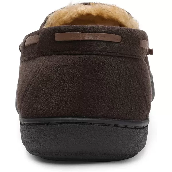 imageDREAM PAIRS Mens Fuzzy Microsuede Moccasin Slippers with Plush Lining House ShoesCoffee