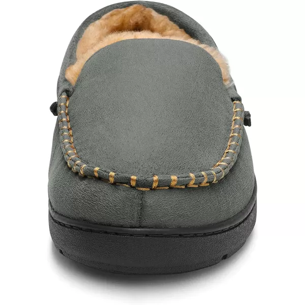 imageDREAM PAIRS Mens Fuzzy Microsuede Moccasin Slippers with Plush Lining House ShoesGrey