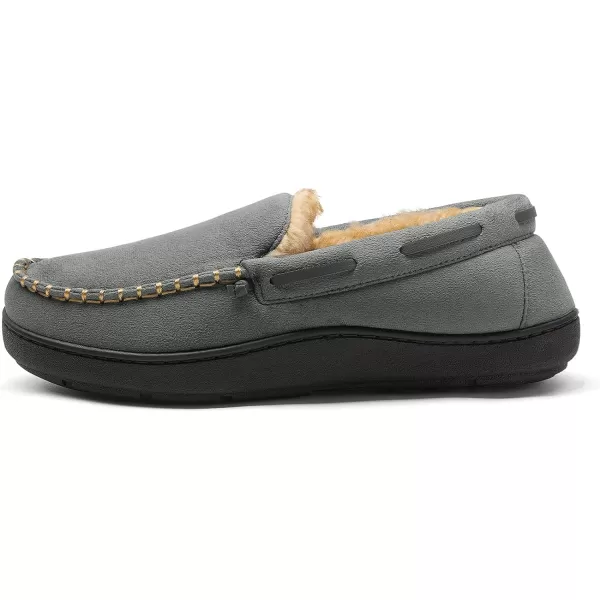 imageDREAM PAIRS Mens Fuzzy Microsuede Moccasin Slippers with Plush Lining House ShoesGrey