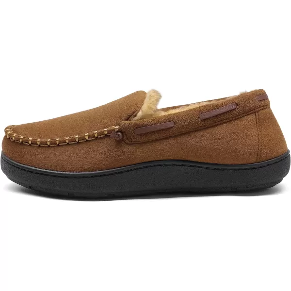 imageDREAM PAIRS Mens Fuzzy Microsuede Moccasin Slippers with Plush Lining House ShoesTan