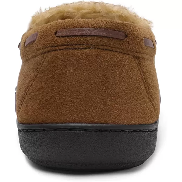 imageDREAM PAIRS Mens Fuzzy Microsuede Moccasin Slippers with Plush Lining House ShoesTan