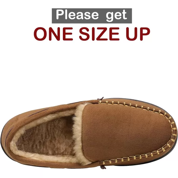 imageDREAM PAIRS Mens Fuzzy Microsuede Moccasin Slippers with Plush Lining House ShoesTan