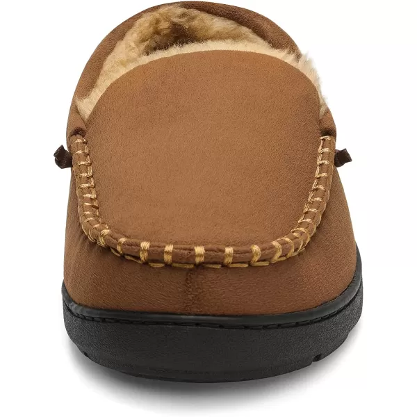 imageDREAM PAIRS Mens Fuzzy Microsuede Moccasin Slippers with Plush Lining House ShoesTan