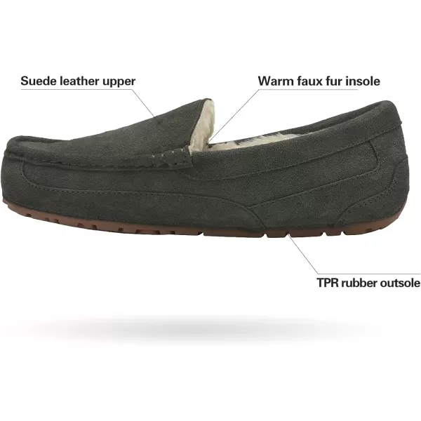 imageDREAM PAIRS Mens House Slippers Moccasin Indoor Outdoor Fuzzy Furry Loafers Suede Leather Warm Comfortable Shoes01grey