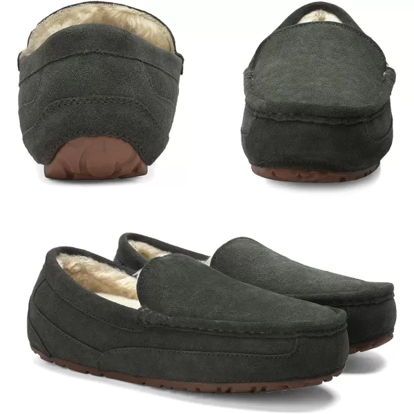 imageDREAM PAIRS Mens House Slippers Moccasin Indoor Outdoor Fuzzy Furry Loafers Suede Leather Warm Comfortable Shoes01grey