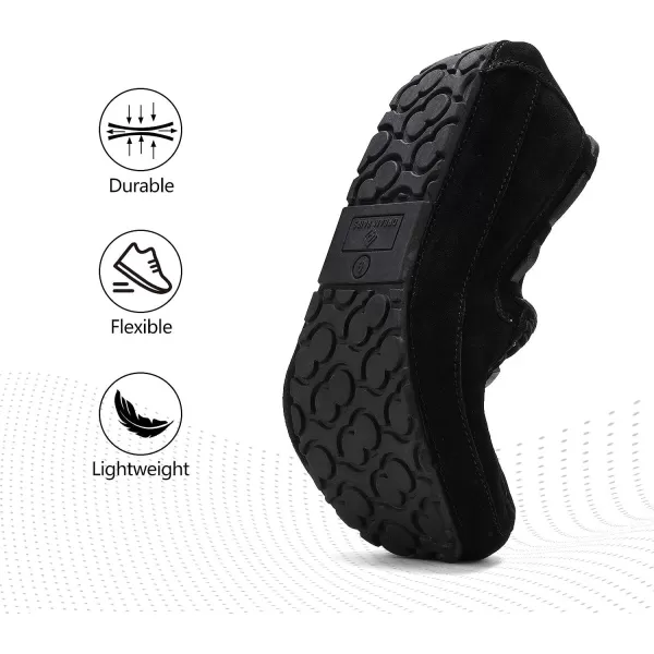 imageDREAM PAIRS Mens House Slippers Moccasin Indoor Outdoor Fuzzy Furry Loafers Suede Leather Warm Comfortable Shoes02black