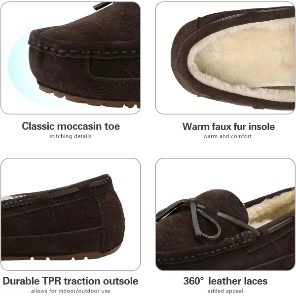 imageDREAM PAIRS Mens House Slippers Moccasin Indoor Outdoor Fuzzy Furry Loafers Suede Leather Warm Comfortable Shoes02brown
