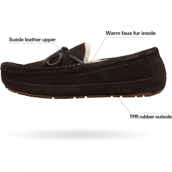 imageDREAM PAIRS Mens House Slippers Moccasin Indoor Outdoor Fuzzy Furry Loafers Suede Leather Warm Comfortable Shoes02brown