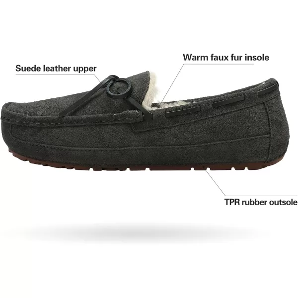 imageDREAM PAIRS Mens House Slippers Moccasin Indoor Outdoor Fuzzy Furry Loafers Suede Leather Warm Comfortable Shoes02grey