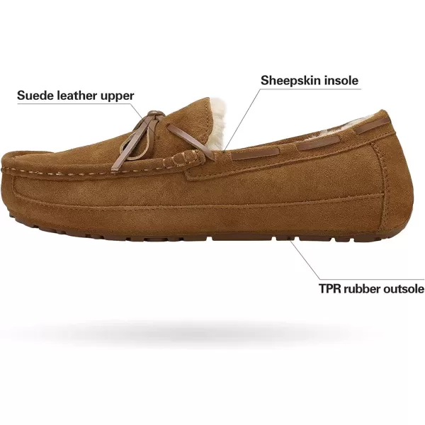 imageDREAM PAIRS Mens House Slippers Moccasin Indoor Outdoor Fuzzy Furry Loafers Suede Leather Warm Comfortable Shoes02tan