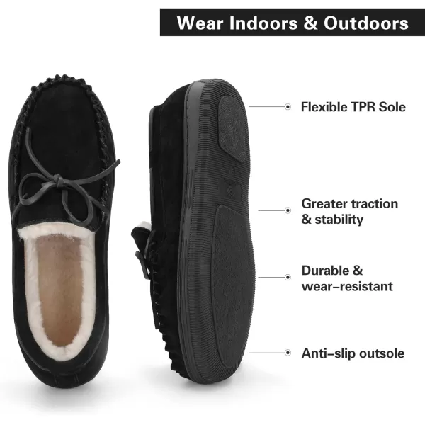 imageDREAM PAIRS Mens Moccasin Slippers Fuzzy Plush House Shoes Indoor Outdoor Fleece Lining LoafersBlack