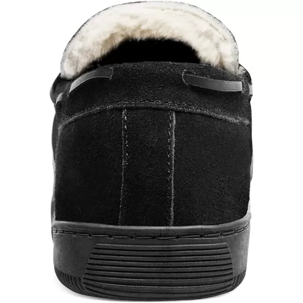 imageDREAM PAIRS Mens Moccasin Slippers Fuzzy Plush House Shoes Indoor Outdoor Fleece Lining LoafersBlack