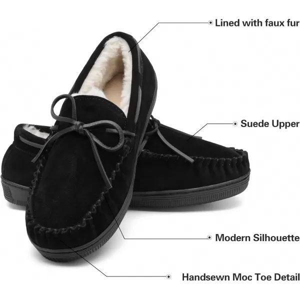 imageDREAM PAIRS Mens Moccasin Slippers Fuzzy Plush House Shoes Indoor Outdoor Fleece Lining LoafersBlack