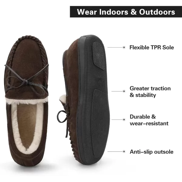 imageDREAM PAIRS Mens Moccasin Slippers Fuzzy Plush House Shoes Indoor Outdoor Fleece Lining LoafersBrown