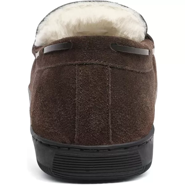 imageDREAM PAIRS Mens Moccasin Slippers Fuzzy Plush House Shoes Indoor Outdoor Fleece Lining LoafersBrown