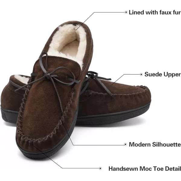 imageDREAM PAIRS Mens Moccasin Slippers Fuzzy Plush House Shoes Indoor Outdoor Fleece Lining LoafersBrown