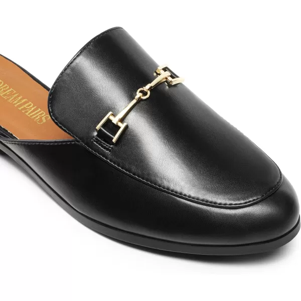 imageDREAM PAIRS Mules for Women Flats Comfortable Buckle Mules Slip on Slides Backless Loafers ShoesBlackpu