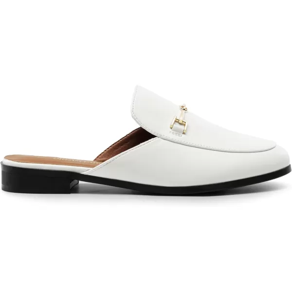imageDREAM PAIRS Mules for Women Flats Comfortable Buckle Mules Slip on Slides Backless Loafers ShoesWhitepu