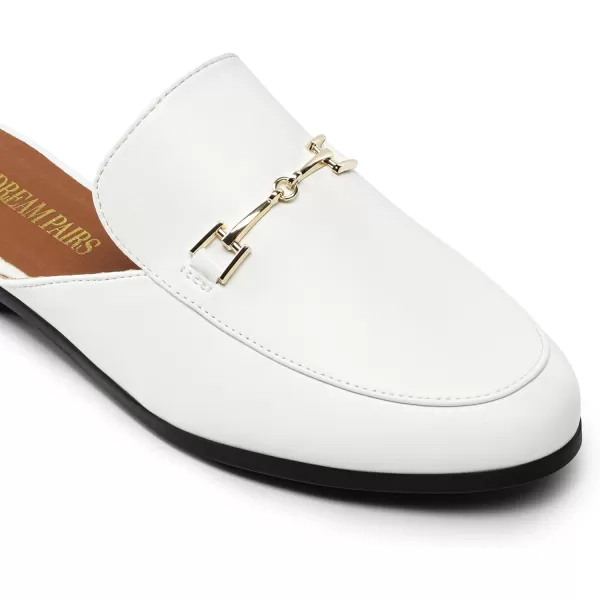 imageDREAM PAIRS Mules for Women Flats Comfortable Buckle Mules Slip on Slides Backless Loafers ShoesWhitepu