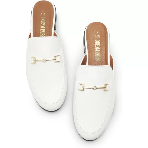 imageDREAM PAIRS Mules for Women Flats Comfortable Buckle Mules Slip on Slides Backless Loafers ShoesWhitepu