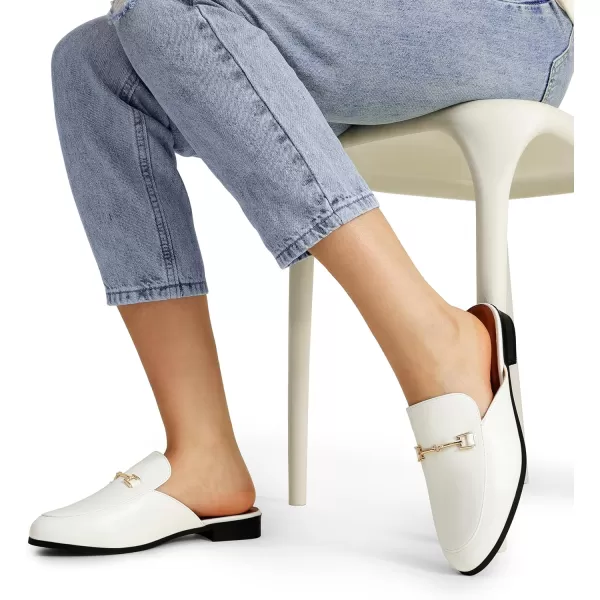 imageDREAM PAIRS Mules for Women Flats Comfortable Buckle Mules Slip on Slides Backless Loafers ShoesWhitepu