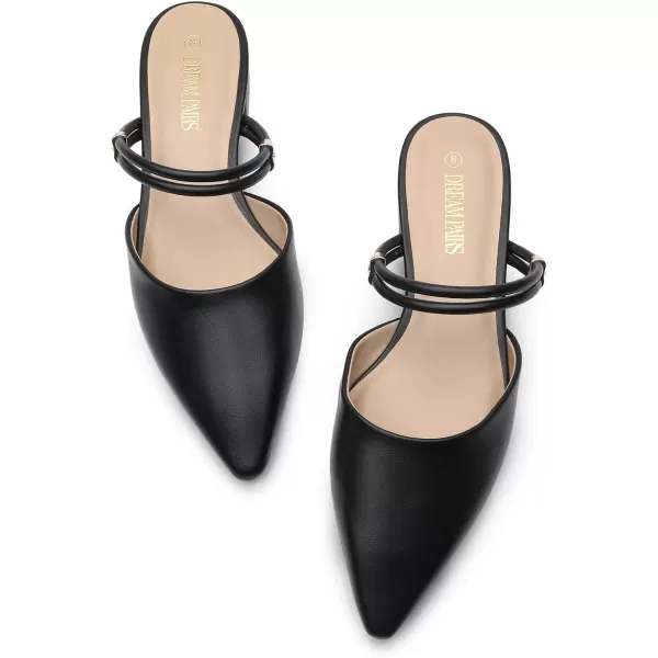 imageDREAM PAIRS Mules for Women Flats Pointed Toe TwoWay Wear Slip on Slides ShoesBlack