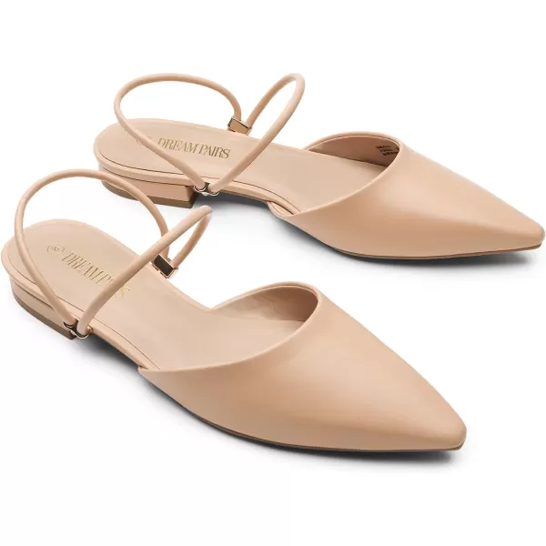 imageDREAM PAIRS Mules for Women Flats Pointed Toe TwoWay Wear Slip on Slides ShoesNude