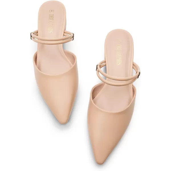 imageDREAM PAIRS Mules for Women Flats Pointed Toe TwoWay Wear Slip on Slides ShoesNude