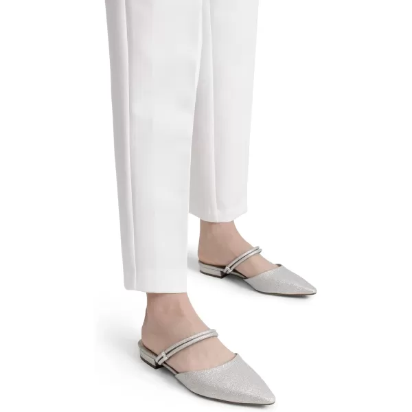 imageDREAM PAIRS Mules for Women Flats Pointed Toe TwoWay Wear Slip on Slides ShoesSilverglitter