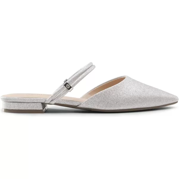 imageDREAM PAIRS Mules for Women Flats Pointed Toe TwoWay Wear Slip on Slides ShoesSilverglitter