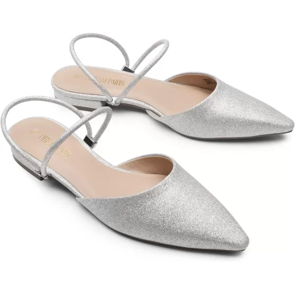 imageDREAM PAIRS Mules for Women Flats Pointed Toe TwoWay Wear Slip on Slides ShoesSilverglitter