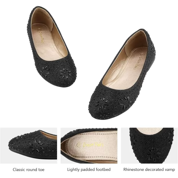 imageDREAM PAIRS Nina100 Girls Dress Shoes Classic Ballet FlatsBlack Glitter