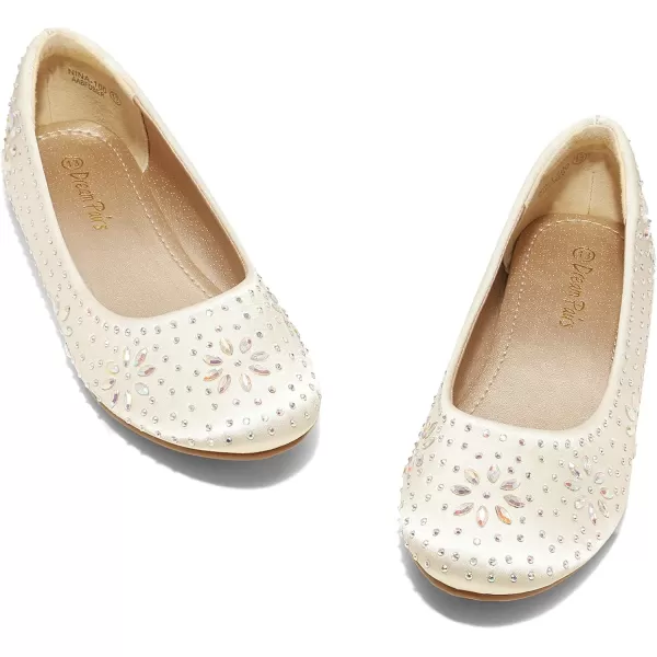 imageDREAM PAIRS Nina100 Girls Dress Shoes Classic Ballet FlatsIvory Satin