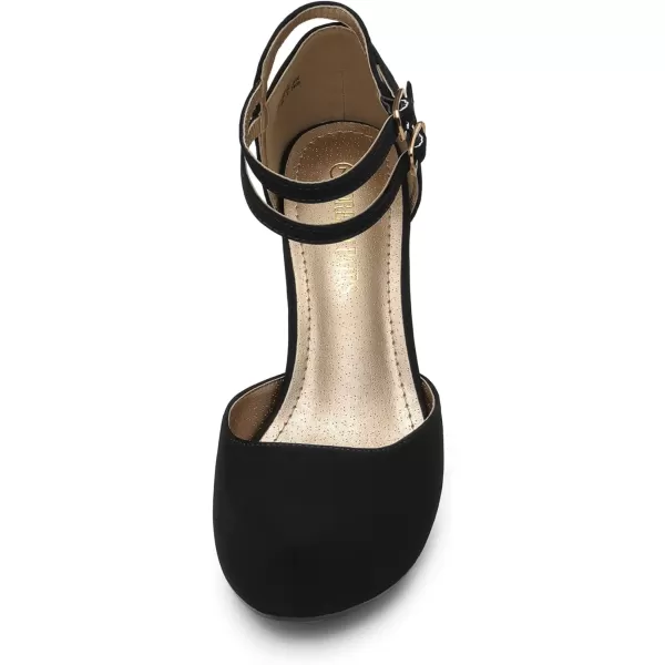 imageDREAM PAIRS Office02 Womens Classy Mary Jane Double Ankle Strap Almond Toe High Heel Pumps NewBlack