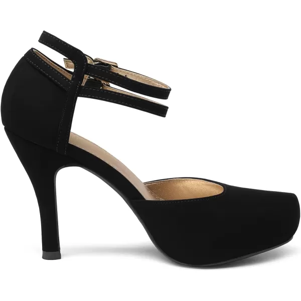 imageDREAM PAIRS Office02 Womens Classy Mary Jane Double Ankle Strap Almond Toe High Heel Pumps NewBlack