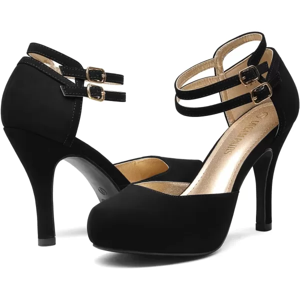imageDREAM PAIRS Office02 Womens Classy Mary Jane Double Ankle Strap Almond Toe High Heel Pumps NewBlack