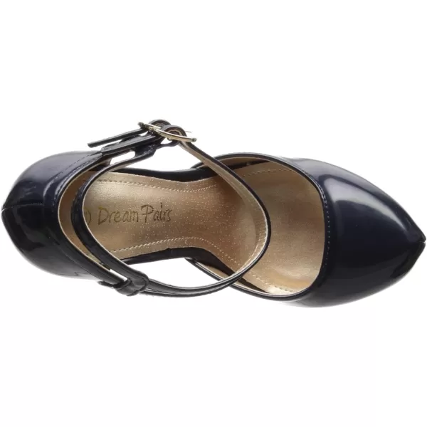 imageDREAM PAIRS Office02 Womens Classy Mary Jane Double Ankle Strap Almond Toe High Heel Pumps NewNavy Pat