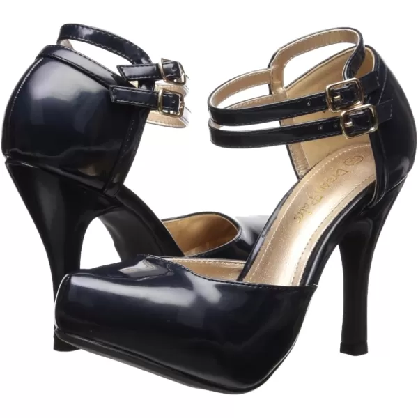 imageDREAM PAIRS Office02 Womens Classy Mary Jane Double Ankle Strap Almond Toe High Heel Pumps NewNavy Pat