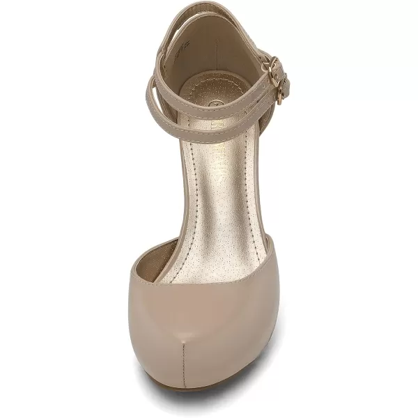 imageDREAM PAIRS Office02 Womens Classy Mary Jane Double Ankle Strap Almond Toe High Heel Pumps NewNude Pat