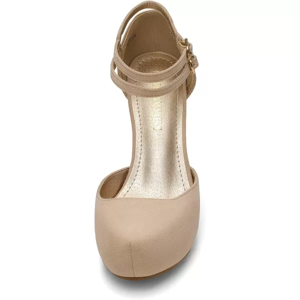 imageDREAM PAIRS Office02 Womens Classy Mary Jane Double Ankle Strap Almond Toe High Heel Pumps NewNude Suede