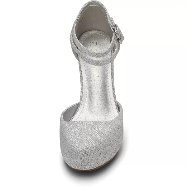 imageDREAM PAIRS Office02 Womens Classy Mary Jane Double Ankle Strap Almond Toe High Heel Pumps NewSilver