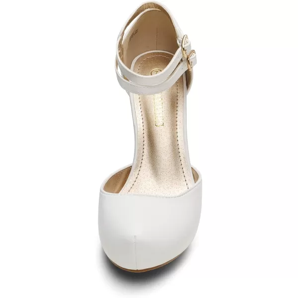 imageDREAM PAIRS Office02 Womens Classy Mary Jane Double Ankle Strap Almond Toe High Heel Pumps NewWhite Pu