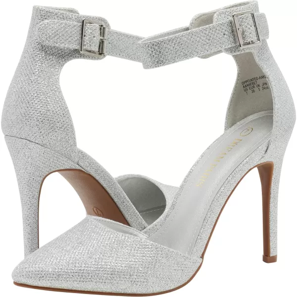 imageDREAM PAIRS OppointedAnkle Womens Pointed Toe Ankle Strap DOrsay High Heel Stiletto Pumps ShoesSilverGlitter