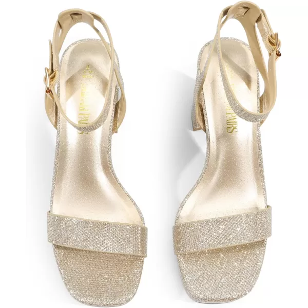 imageDREAM PAIRS Platform Heels for Women High Block Chunky Open Toe Ankle Strap Heels Fashion Wedding Party Evening Prom Dance Dress Pump Sandals ShoesGoldglitter